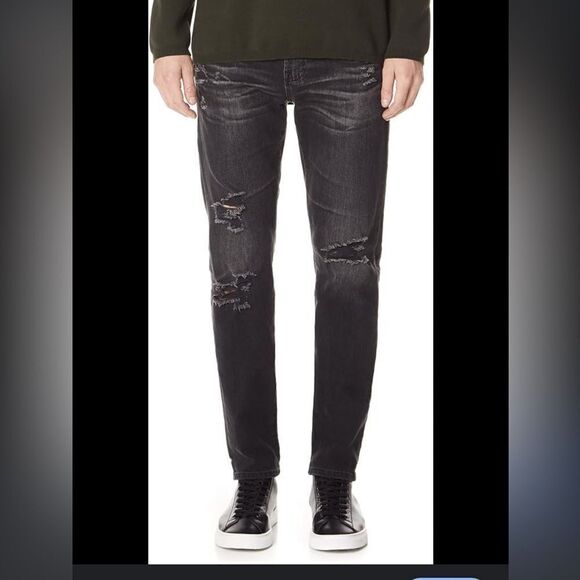 AG Tellis Deconstructed Modern Slim Fit Jeans with Stretch in Black Wash, 29 NWT - Picture 1 of 14